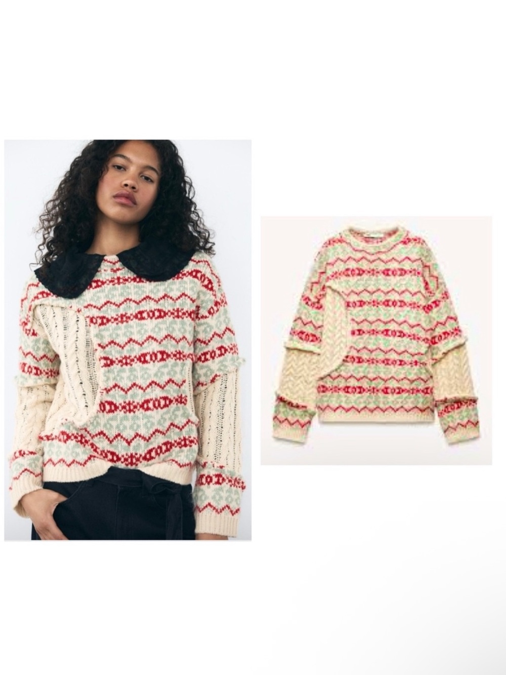 Zara wool blend knit multicolor sweater sz.S